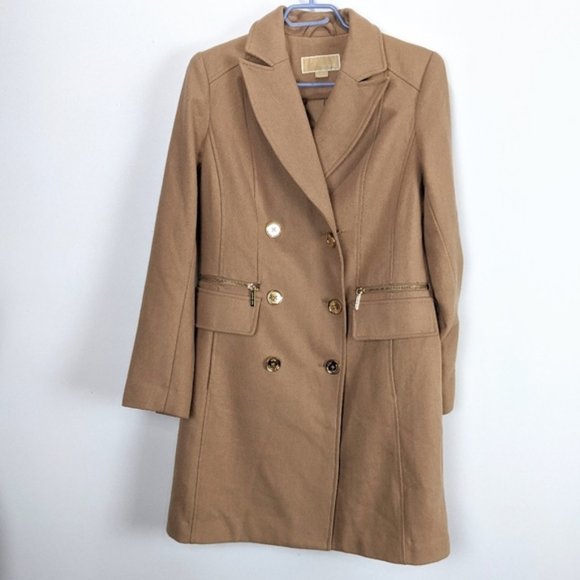 Michael Michael Kors Camel Wool Cashmere Coat Size 2